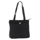 CELINE Tote Bag Nylon Enamel 2way Black Gold Auth BA6881-1