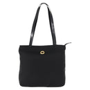 CELINE Tote Bag Nylon Enamel 2way Black Gold Auth BA6881-2
