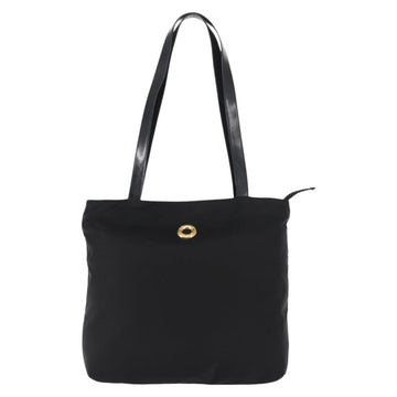 CELINE Tote Bag Nylon Enamel 2way Black Gold Auth BA6881 - 0