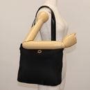 CELINE Tote Bag Nylon Enamel 2way Black Gold Auth BA6881-22