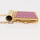 VALENTINO Lipstick Holder Cosmetic Pouch metal Pink Auth BA6885-4