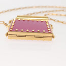 VALENTINO Lipstick Holder Cosmetic Pouch metal Pink Auth BA6885-5