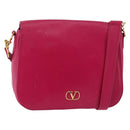 VALENTINO Shoulder Bag Leather Pink Auth BA6886-1