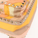 VALENTINO Studs Backpack Nylon Leather Beige Orange Auth BA6887-15