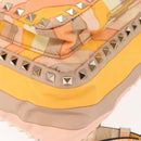 VALENTINO Studs Backpack Nylon Leather Beige Orange Auth BA6887-16