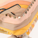 VALENTINO Studs Backpack Nylon Leather Beige Orange Auth BA6887-17