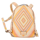 VALENTINO Studs Backpack Nylon Leather Beige Orange Auth BA6887-2
