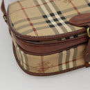 Burberrys Nova Check Shoulder Bag PVC Beige Brown gold Auth BA689-14