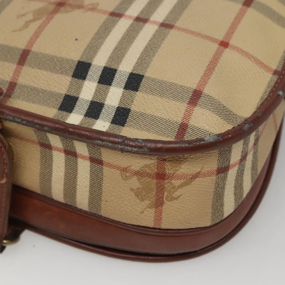 Burberrys Nova Check Shoulder Bag PVC Beige Brown gold Auth BA689