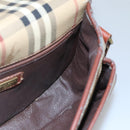 Burberrys Nova Check Shoulder Bag PVC Beige Brown gold Auth BA689-18