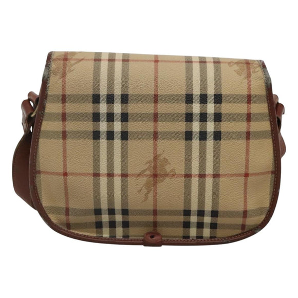 Burberrys Nova Check Shoulder Bag PVC Beige Brown gold Auth BA689