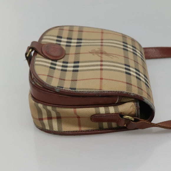 Burberrys Nova Check Shoulder Bag PVC Beige Brown gold Auth BA689