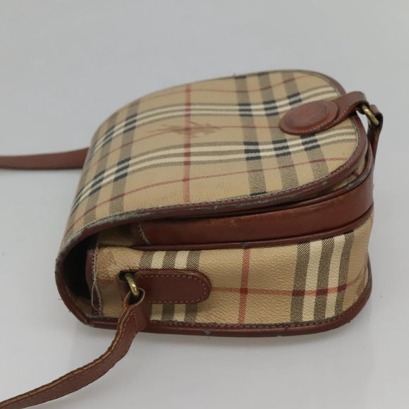 Burberrys Nova Check Shoulder Bag PVC Beige Brown gold Auth BA689
