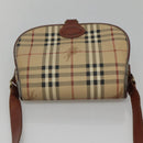 Burberrys Nova Check Shoulder Bag PVC Beige Brown gold Auth BA689-6