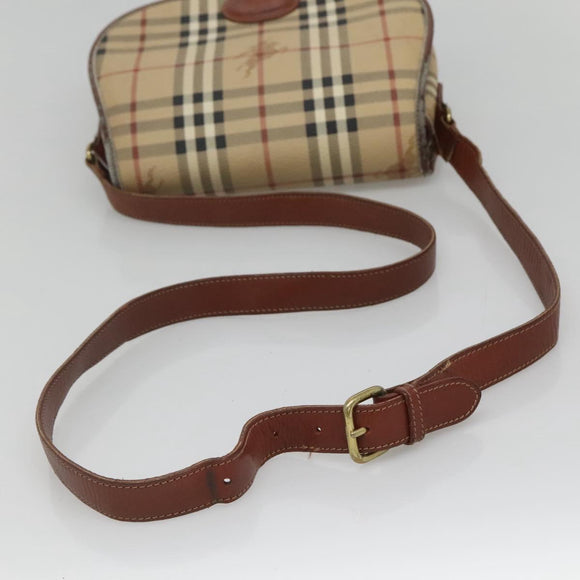 Burberrys Nova Check Shoulder Bag PVC Beige Brown gold Auth BA689