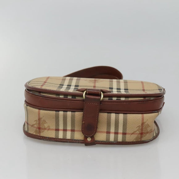 Burberrys Nova Check Shoulder Bag PVC Beige Brown gold Auth BA689