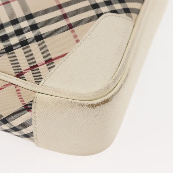 BURBERRY Nova Check Shoulder Bag Canvas Beige White Auth BA6890