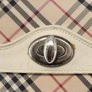 BURBERRY Nova Check Shoulder Bag Canvas Beige White Auth BA6890-11