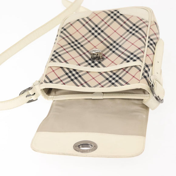 BURBERRY Nova Check Shoulder Bag Canvas Beige White Auth BA6890