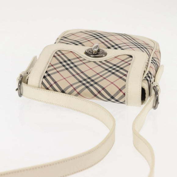 BURBERRY Nova Check Shoulder Bag Canvas Beige White Auth BA6890