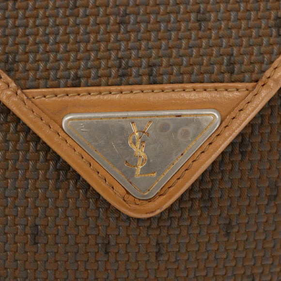 SAINT LAURENT Shoulder Bag PVC Leather Beige Auth BA6893