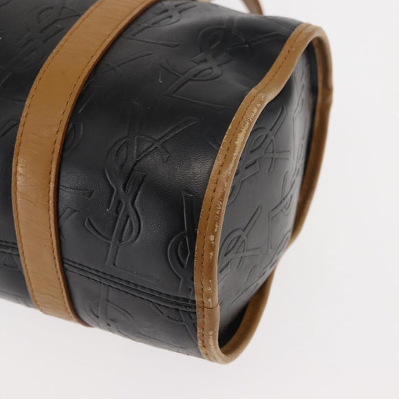 SAINT LAURENT Hand Bag Leather Black Auth BA6894