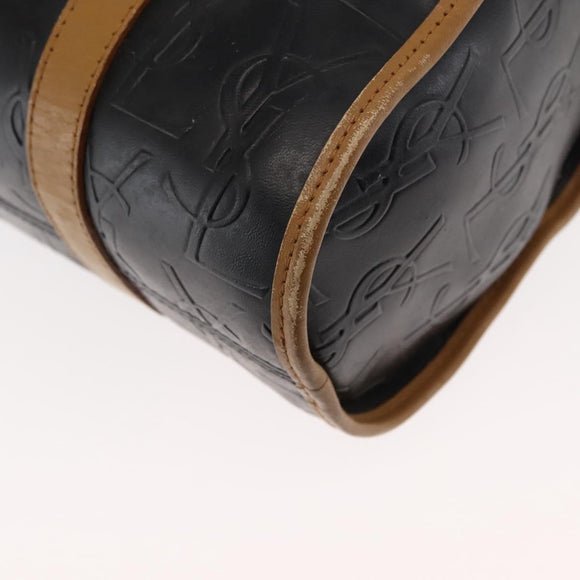 SAINT LAURENT Hand Bag Leather Black Auth BA6894