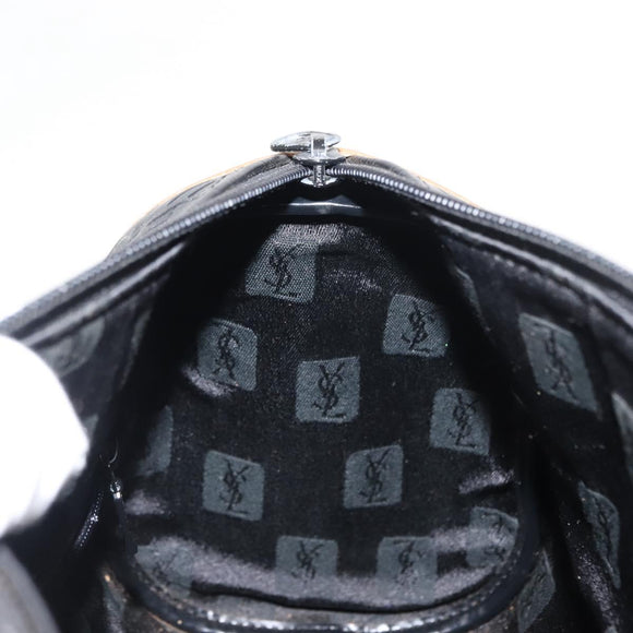 SAINT LAURENT Hand Bag Leather Black Auth BA6894