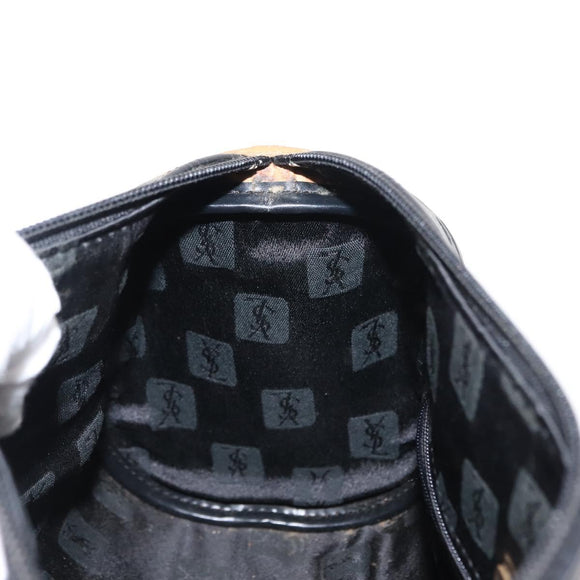 SAINT LAURENT Hand Bag Leather Black Auth BA6894