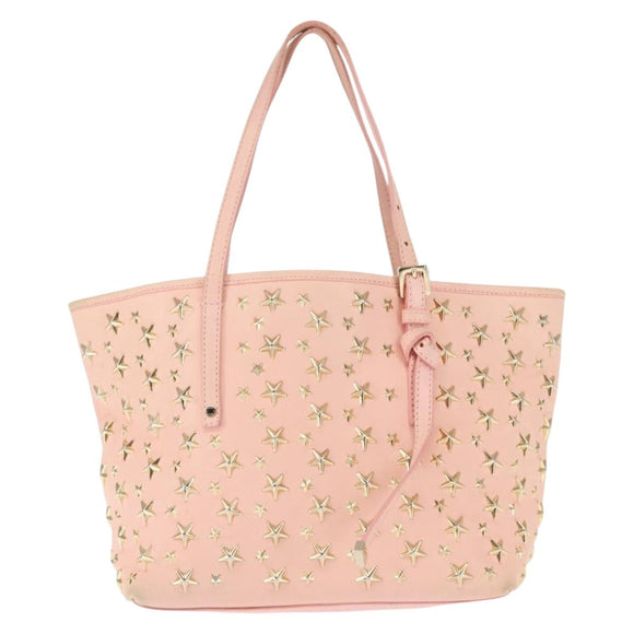 Jimmy Choo Studs Tote Bag Leather Pink Auth BA6901
