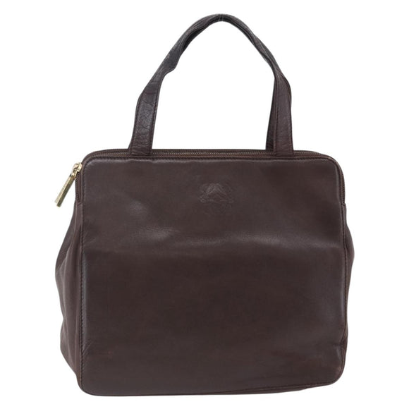 LOEWE Anagram Hand Bag Leather Brown Auth BA6903