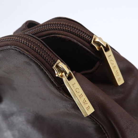 LOEWE Anagram Hand Bag Leather Brown Auth BA6903