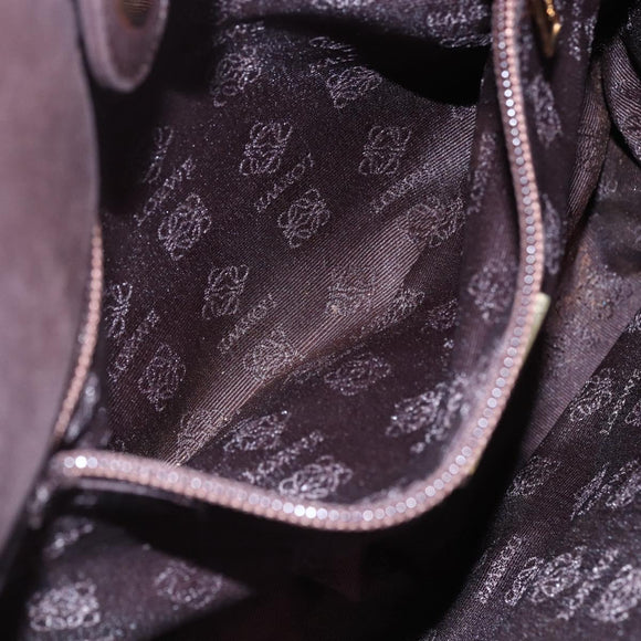 LOEWE Anagram Hand Bag Leather Brown Auth BA6903