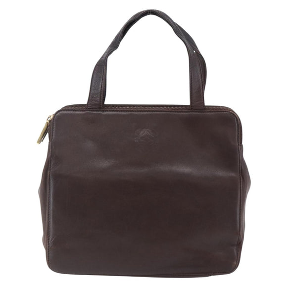 LOEWE Anagram Hand Bag Leather Brown Auth BA6903