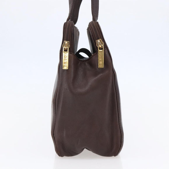 LOEWE Anagram Hand Bag Leather Brown Auth BA6903