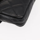 CHANEL Matelasse Waist Bag Lamb Skin Black Gold CC Auth BA6907-15
