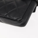 CHANEL Matelasse Waist Bag Lamb Skin Black Gold CC Auth BA6907-16