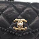 CHANEL Matelasse Waist Bag Lamb Skin Black Gold CC Auth BA6907-10