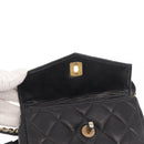CHANEL Matelasse Waist Bag Lamb Skin Black Gold CC Auth BA6907-10