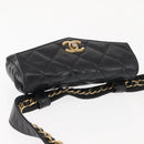 CHANEL Matelasse Waist Bag Lamb Skin Black Gold CC Auth BA6907-6