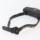 CHANEL Matelasse Waist Bag Lamb Skin Black Gold CC Auth BA6907-7