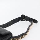 CHANEL Matelasse Waist Bag Lamb Skin Black Gold CC Auth BA6907-8