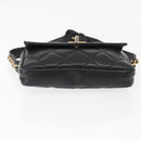 CHANEL Matelasse Waist Bag Lamb Skin Black Gold CC Auth BA6907-5