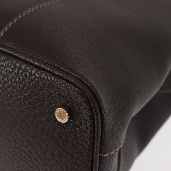 BVLGARI Hand Bag Leather Brown Auth BA6908