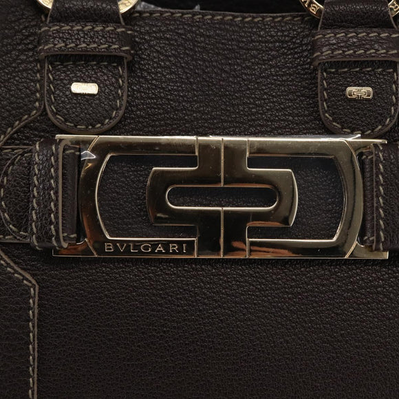 BVLGARI Hand Bag Leather Brown Auth BA6908