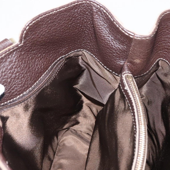 BVLGARI Hand Bag Leather Brown Auth BA6908