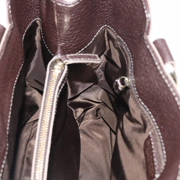 BVLGARI Hand Bag Leather Brown Auth BA6908