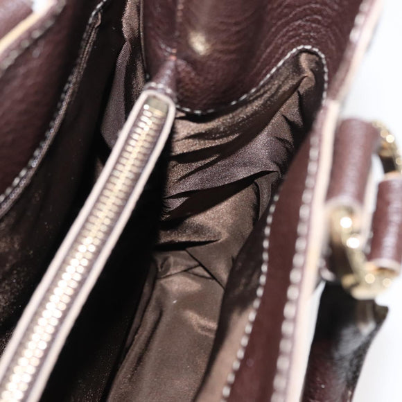 BVLGARI Hand Bag Leather Brown Auth BA6908