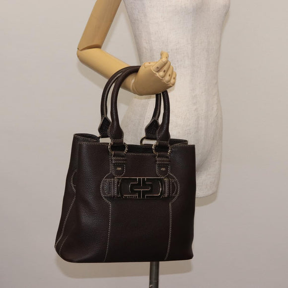 BVLGARI Hand Bag Leather Brown Auth BA6908