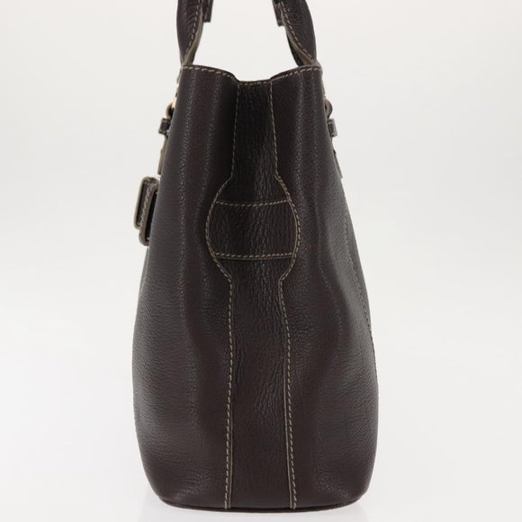 BVLGARI Hand Bag Leather Brown Auth BA6908